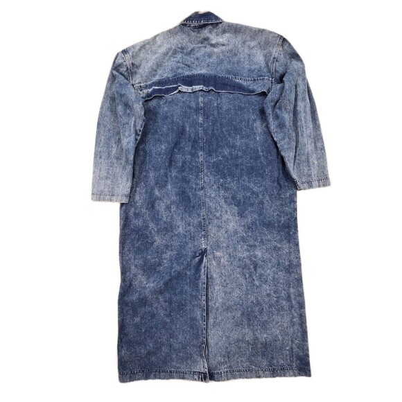 Matti O! Vintage 80s Acid Wash Denim Trench Coat Open Front Duster Women's Sz 16 - Picture 10 of 14